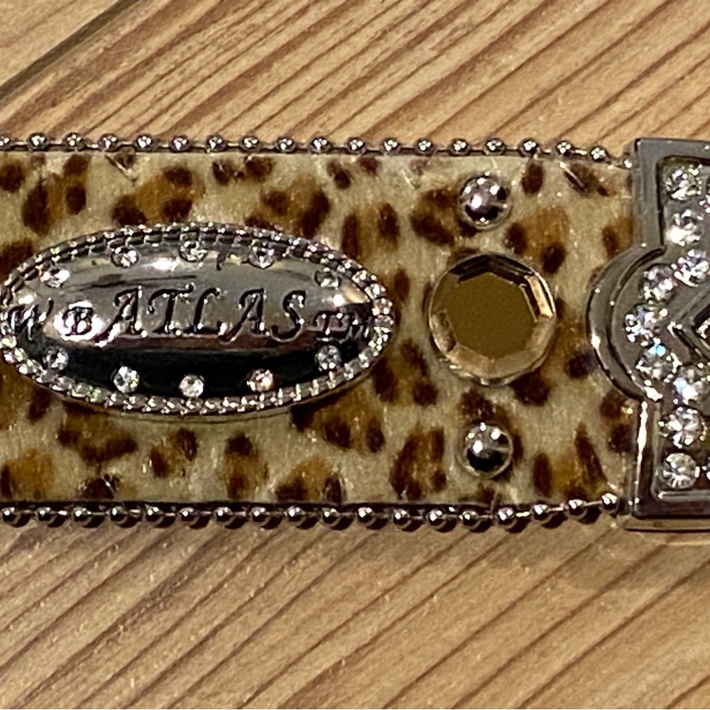 WB Atlas leopard rhinestone cross womens belt